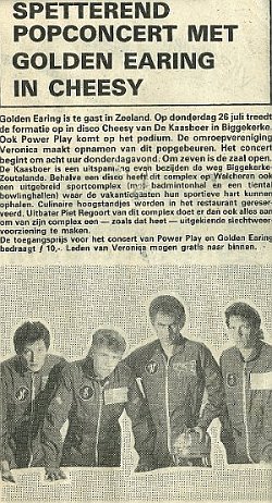 Golden Earring concert announcement in unknown newspaper July 1984